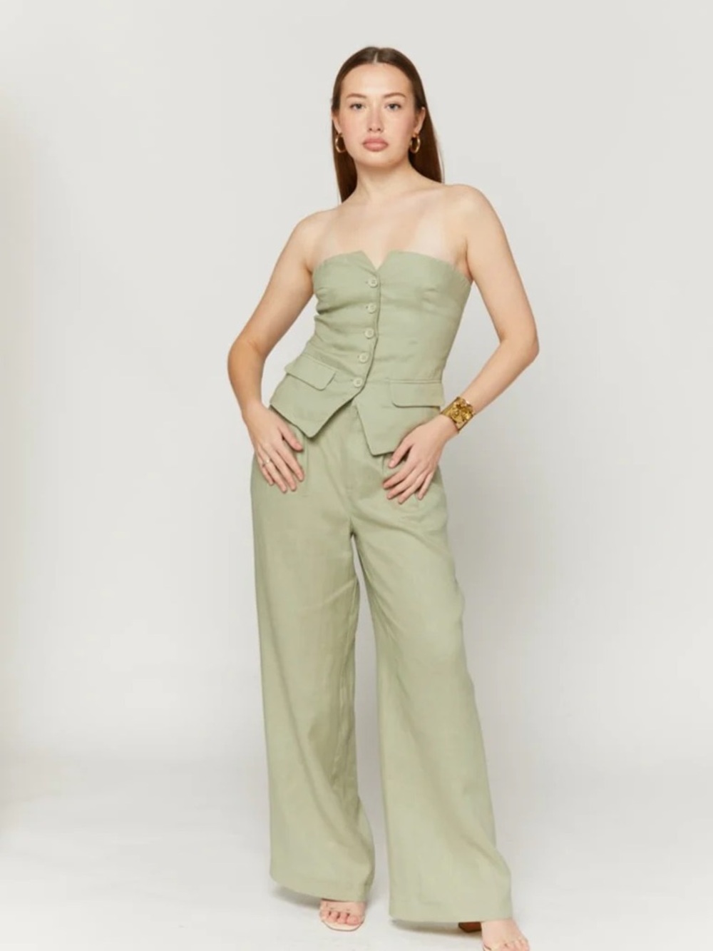 Benaar LA Sage Green Linen Set